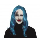Zombie Maske mit blauen Haaren